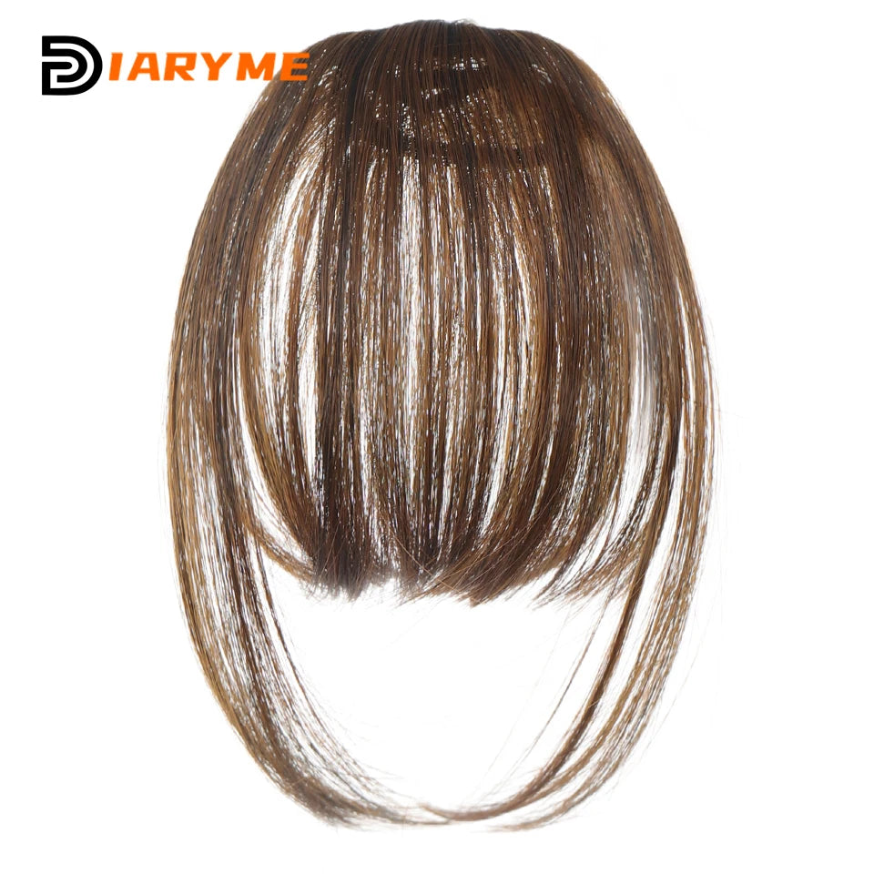 Straight Clip In Fringe bangs Synthetic Fiber Light Brown Black Air bangs Hair Extension Natural Hair Bangs For Women False Bang