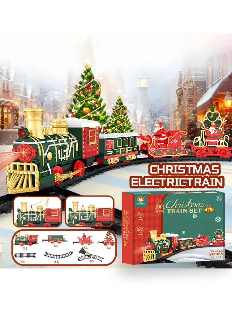 HUIQIBAO Christmas Tree Electric Train Tracks Set Santa Claus Cargo Cars With Xmas Sounds Lights Toys For Adult New Year Gift.      eind:Dec16,08.59 MET