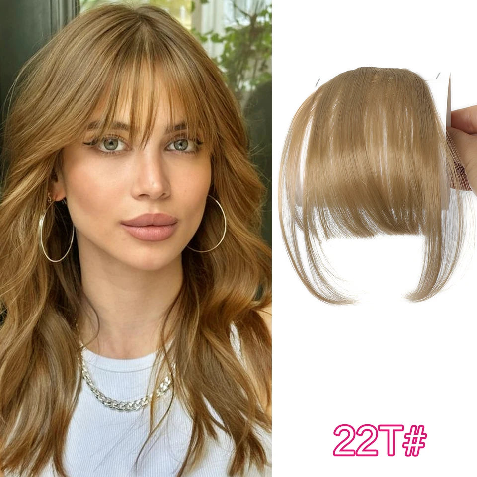 Straight Clip In Fringe bangs Synthetic Fiber Light Brown Black Air bangs Hair Extension Natural Hair Bangs For Women False Bang