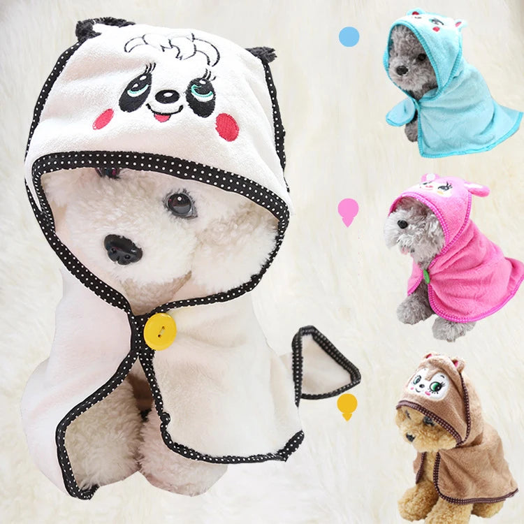 Cute Dog Cat Bath Hoodie Cloak Towel Pet Bathrobe Soft Fleece Indoor Pajamas Manta Mascotas Chihuahua Yorkshire Blanket Products