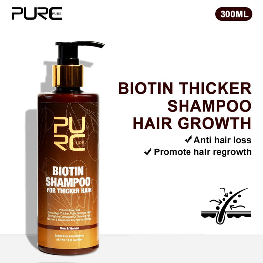 PURC 300ML Biotin Hair Shampoo Scalp Cleaning Nourishing Strengthen Roots Shampoos Hair Care Products for All Hair Types