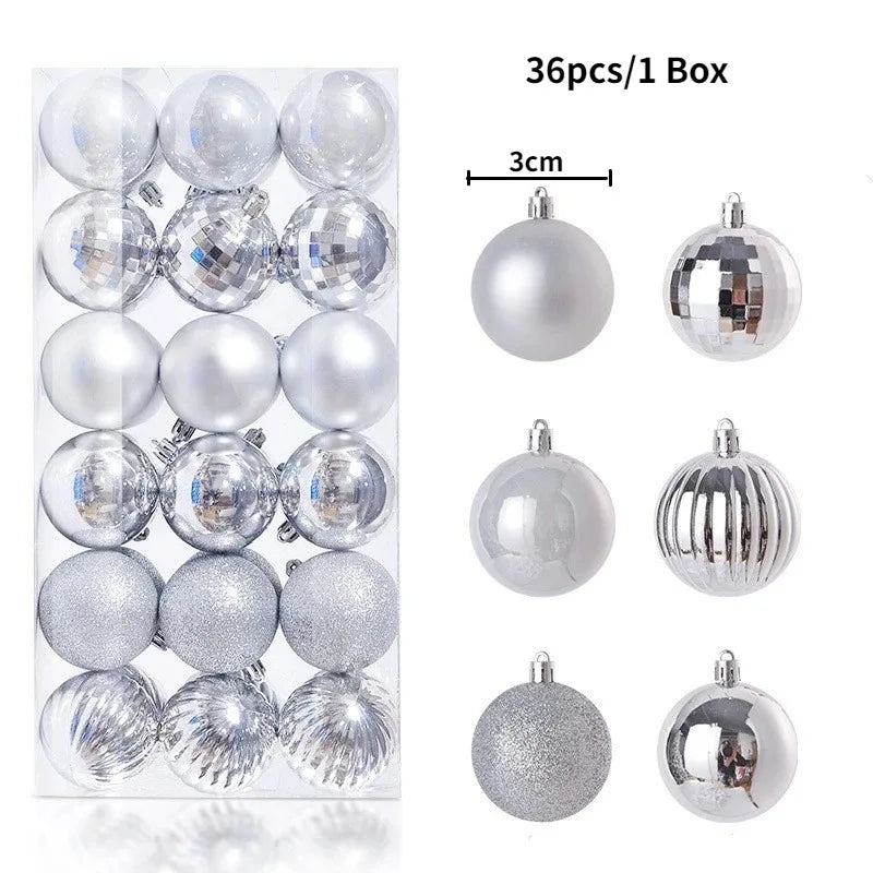 24/36Pcs Christmas Ball Christmas Tree Decoration Ornaments for Home Room Decor New Year Navidad Pendant Ball DIY Accessories